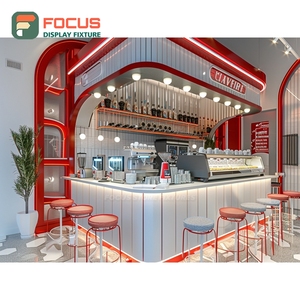 Vitrine à café commerciale finition chêne naturel, espace de présentation pour bouteilles de sirop, armoire de café commerciale - Product Image 1