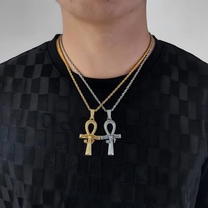 Exclusive Custom Egyptian Ankh And Wedjat Eye Charms GRA Moissanite Prong Setting S925 <b>Silver</b> Iced Out Streetwear <b>Necklaces</b> - Product Image 6