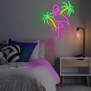 Flamant rose <span class=keywords><strong>et</strong></span> palmier <span class=keywords><strong>enseigne</strong></span> néon Led enseignes lumineuses pour décoration murale flamant rose néon - Product Image 4