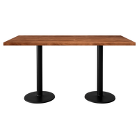 Table de restaurant en bois de rue haute qualité pied croisé en acier noir 80x80