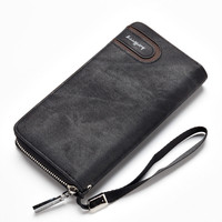 Casing Ponsel Panjang Kulit PU Pria, Dompet Pergelangan Tangan Kanvas Ramping untuk Pria