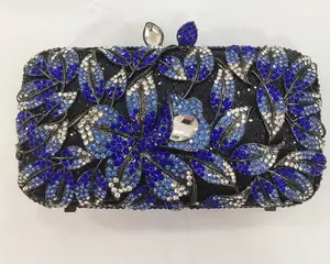 Wholesales party crystal bag 2019 royal blue nigerian lady's handbag beautiful women purse for evening party