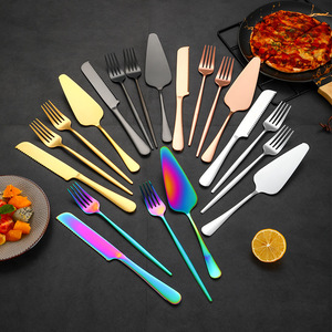 Ensemble couteau à gâteau et spatule en acier inoxydable, couleur or rose, coffret cadeau mariage, style simple et exquis - Product Image 4