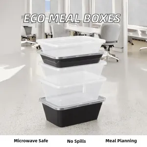 Conteneur alimentaire en plastique jetable transparent rectangulaire avec couvercle, boîte à lunch en PP pour micro-ondes, 500, 650, 750, 1000 ml, vente chaude - Product Image 3