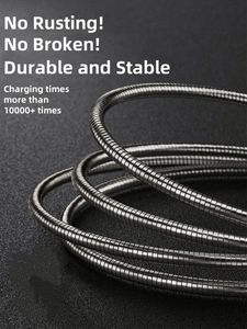 สายชาร์จและถ่ายโอนข้อมูลแบบ USB Type C วัสดุสแตนเลสเกรดพรีเมียม สำหรับโทรศัพท์และแท็บเล็ต - Product Image 6