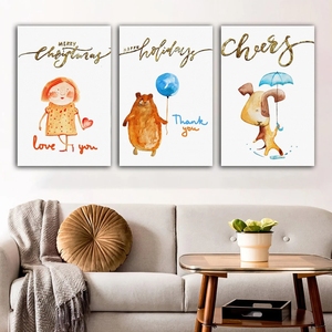Fabbrica decorazioni per la casa all'ingrosso decorazioni per la <span class=keywords><strong>camera</strong></span> dei bambini cartoni animati animali Set di tela pittura di arte della parete stampe <span class=keywords><strong>Poster</strong></span> incorniciato - Product Image 4