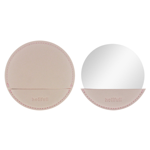 Espejo pequeño de piel sintética para mujer, espejo redondo pequeño de color rosa con Funda de cuero, portátil para maquillaje - Product Image 3