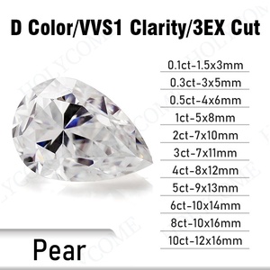 Holycome Moissanite VVS1เพชรโฮลีมา3x5-10x14ดีตัดรูปลูกแพร์ทำด้วยมือผ่านการทดสอบสีบวกธรรมชาติขายส่ง GRA Moissanite - Product Image 3