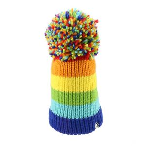 Bonnet d'hiver arc-en-ciel avec grosse pompon, logo personnalisé - Product Image 1