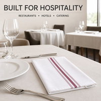 Servilleta de Bistro con Rayas Borgoña, 18x22 Pulgadas, 240GSM, Teñida con Hilo, Poliéster Hilado, Reutilizable, Personalizable, Hecha a Mano, Duradera, Lavable a Máquina
