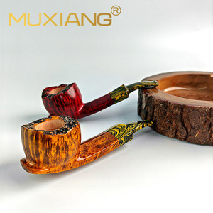 Muxiang Handmade Solid Wood Tobacco Pipe Straight Type Briarwood Sandalwood With Vulcanized Mouthpiece For Men - Product Image 2