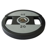 Disques de musculation en fonte 20 kg, écologiques et durables, revêtement caoutchouc, grand trou avec poignées, pour usage commercial