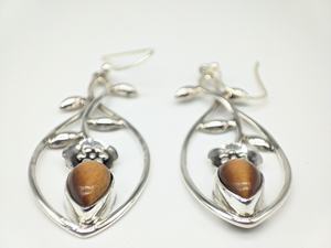 Pendientes de Piedra Ojo de Tigre Natural, Plata de Ley 925, Joyería Artesanal Hecha a Mano, Regalo para Mujer, Proveedor Mayorista de Joyería de la India - Product Image 4