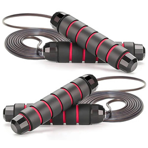 Cuerda para saltar de 3 m, alambre de acero ajustable, rodamientos con peso, equipo de ejercicio físico, unisex, negro - Product Image 1