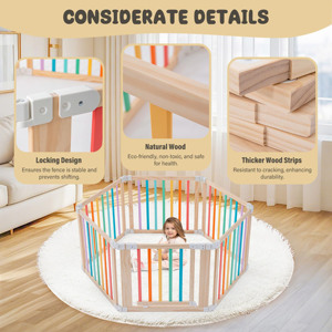 Multi Color Foldable Shape &amp; Size <strong>Wood</strong> Children's Playpen <strong>Corral</strong> <strong>Baby</strong> Foldable Door Wooden Kids' Playpens - Product Image 3
