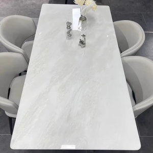 <span class=keywords><strong>Table</strong></span> à manger moderne de luxe de style crème en jade blanc rectangulaire avec métal pour la maison salon appartement hôtel utilisation - Product Image 2