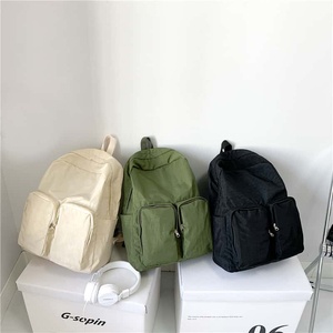 Minimalist Panelled Canvas <b>Backpack</b> Unisex Lightweight 20-37L Zipper Closure Soft Handle School - Product Image 1