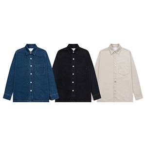 Chemise en jean décontractée surdimensionnée pour homme, style japonais Ami Selvedge, personnalisée, à manches longues, en denim, avec broderie motif cœur, populaire à <span class=keywords><strong>Paris</strong></span> - Product Image 3