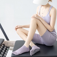 Chaussettes de sport antidérapantes professionnelles pour adultes, pour la danse, le Pilates, en coton à cinq doigts, antidérapantes, pour le fitness, avec LOGO