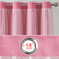 Rideaux Transfrontaliers Personnalisés en Dentelle de Polyester Double Couche Voilée avec Œillets, à Ouverture Bipartite Gauche/Droite
