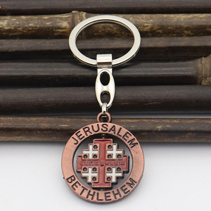 Kunden spezifischer 3D-Metall-Schlüsselbund <span class=keywords><strong>JERUSALEM</strong></span> Cross Souvenir Kreativer Cartoon-Stil Religiöses Ereignis Geschenk Legierung Schlüssel bund