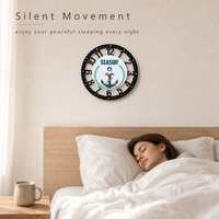 Horloge murale en fer forgé avec ancre et corde, cadran nautique, décoration côtière, cadeau pour maison de plage