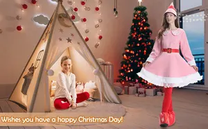 Kostum Elf Natal, setelan pakaian Elf wanita Natal, pakaian dewasa, merah muda, tampilan Natal