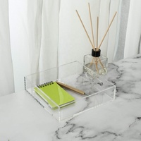 Plateau de service en acrylique transparent personnalisé, directement de l'usine, plateau décoratif avec poignées, plateau en acrylique en gros pour la cuisine