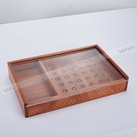 Boîte à dessert en sapelli, plateau en acrylique, design moderne minimaliste, durable, résistant à la chaleur et à l'humidité, présentoir de buffet en bois, hôtel, restaurant