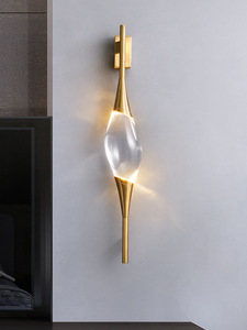 Applique murale en cristal K9 <span class=keywords><strong>de</strong></span> luxe, entièrement en cuivre, moderne et simple, applique murale <span class=keywords><strong>pour</strong></span> tête <span class=keywords><strong>de</strong></span> <span class=keywords><strong>lit</strong></span> <span class=keywords><strong>de</strong></span> chambre à coucher, applique murale décorative <span class=keywords><strong>pour</strong></span> couloir, art LED - Product Image 2