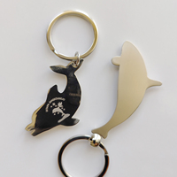 Porte-clés personnalisé en alliage de zinc, motif de dessin animé 3D orca dauphin, imprimé en typographie pour les amateurs d'organismes marins