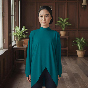 Túnica Deportiva Musulmana St-ok Terus Dari Kilang, Color Verde Azulado, Anti-Reflejante, con Abertura Lateral, 190GSM, PBT, Modesta, Uniforme, Comprador Mayorista Confiable MY - Product Image 5