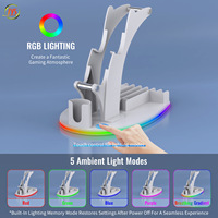 Support de rangement de bureau pour lumière RVB pour étui de protection pour PC avec casque lumineux RVB/poignée/télécommande/support de chargement de disque