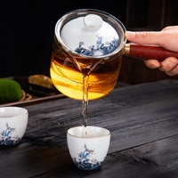 Service à thé en céramique avec motifs imprimés, tasses blanches, thé vert, théière en verre, tasse à thé pour le café et le thé