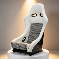 Siège baquet de course LK Custom blanc pied-de-poule, dossier fixe, performance, universel pour simulateur VR et voiture