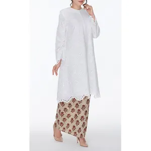 2022 New Design Muslimah Wanita Brokat Terbaru Kebaya Long Sleeves Lace Couple Murah Pesta Muslim Cotton Baju Kurung