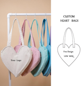กระเป๋ารูปหัวใจแบบกำหนดเองได้, กระเป๋าถือผ้าแคนวาสแฟชั่นสำหรับผู้หญิง, กระเป๋าสะพายไหล่ผู้หญิง, กระเป๋าช้อปปิ้ง - Product Image 3
