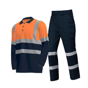 Ensemble de vêtements de travail haute visibilité personnalisé<span class=keywords><strong>s</strong></span> avec logo : polos à manches longues, pantalons réfléchissants, respirants et à <span class=keywords><strong>s</strong></span>échage rapide, t-shirts de travail haute visibilité - Product Image 2