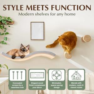 أرجوحة القط والجثم شنت الجدار الأثاث رفوف عائمة رفوف الحائط القط - Product Image 3