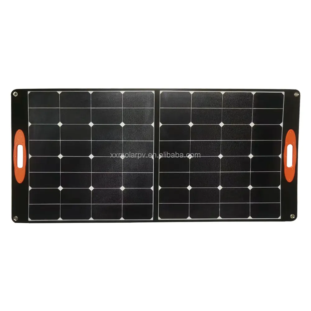 Panel surya lipat 100 W portabel, panel surya 100 watt berkemah portabel luar ruangan