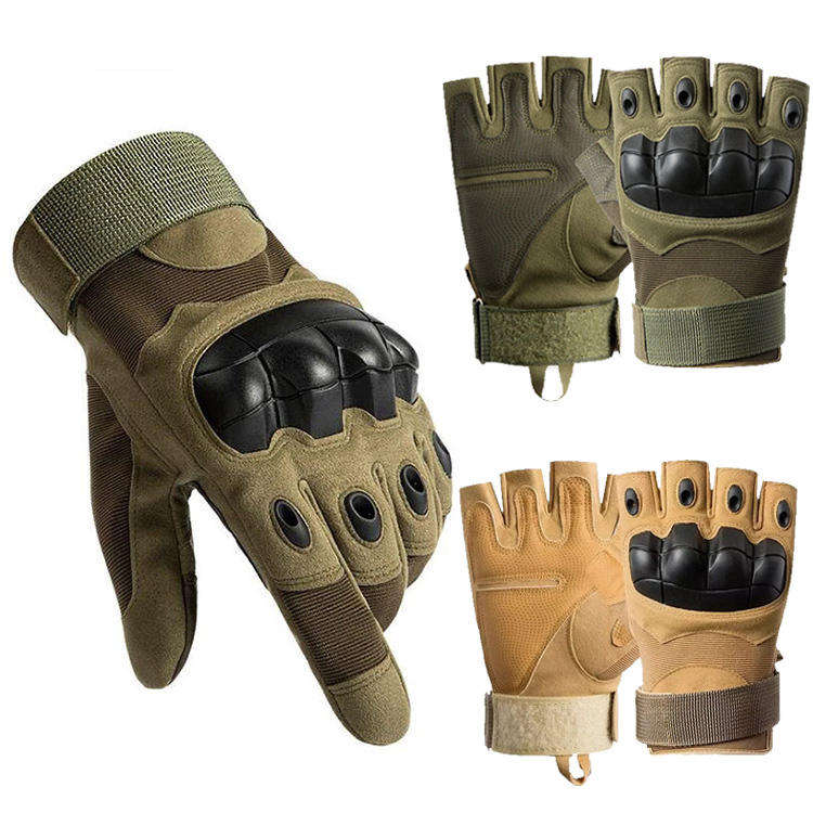 Usine personnalisé plein demi-doigt moto en cuir sport chasse guantes tir extérieur Combat tactique gants