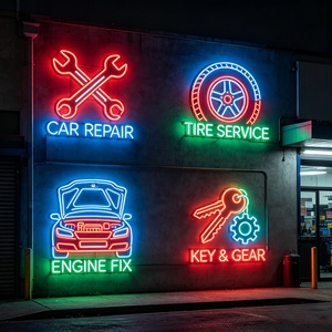 Enseigne néon LED personnalisée pour garage, motif voyant d'avertissement 'Vérifier le moteur', service de réparation de pneus, décoration murale pour atelier de mécanique automobile et 'Man Cave' - Product Image 6