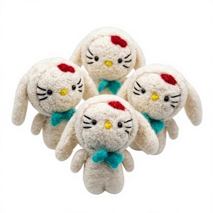 Handmade Traditional Eco-Friendly Knitted Wool Kitty Dolls <b>Red</b> <b>Bow</b> Teal Tie Custom Size Cartoon Plush Toys Indoor Christmas Wall - Product Image 1