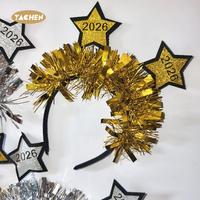 YACHEN 2026 Bandeau de fête du Nouvel An, diadème doré et argenté à paillettes étoilées, tendance, réutilisable, pour usage extérieur, adultes et filles