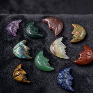 Sculpture de lune sculptée en améthyste naturelle, pierre précieuse de cristal violet, ornement de décoration pour la maison - Product Image 4