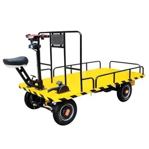 Electric Four-wheel Flat Car Shop Car Electric Trolley Warehouse Cargo Flatbed Trolley Electric Flat Cargo Car