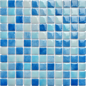 Foshan di alta qualità 25x25x4mm vetro riciclato blu pareti piscina piastrelle mosaici moderno Parquet Design per alberghi 4mm - Product Image 4