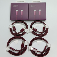 Câble de charge USB C PD 60W, rouge cerise, nylon tressé, connecteur en alliage d'aluminium, chargeur rapide, cordon d'alimentation pour téléphone portable