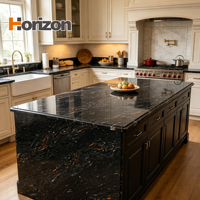 Lembaran Batu Kuarsa Hitam Premium untuk Meja Dapur Modern, Pulau Dapur, Lembaran Kuarsa Rekayasa, Harga Grosir Pabrik