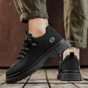 New Arrival Men's Stylish Thick Sole Lace-Up Breathable Boots, Casual Outdoor Walking Shoes for Autumn - Product Image 2